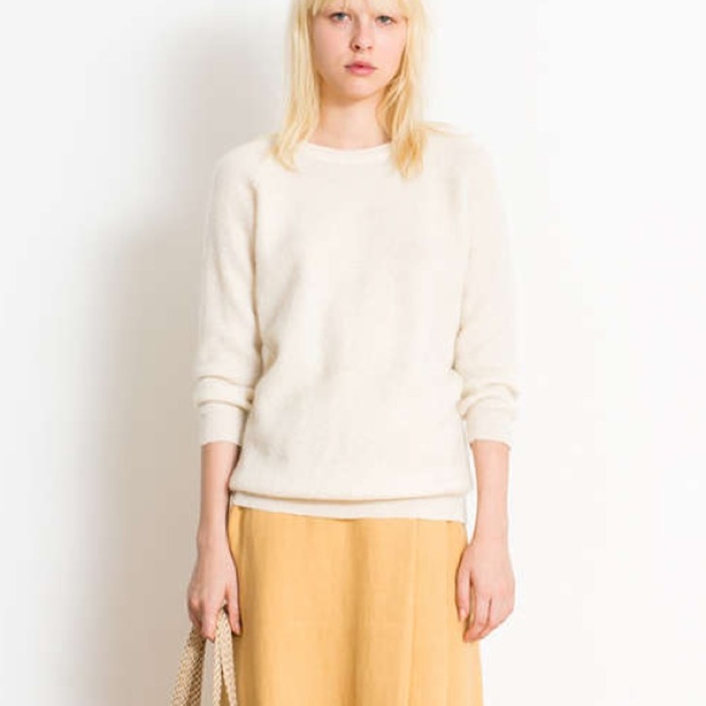 Samuji Maeve alpaca mohair born sweater Mokka in Ecru size S